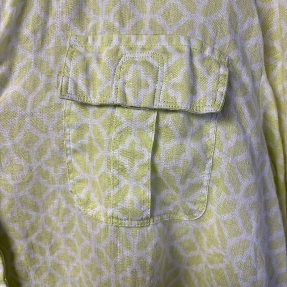 Charter Club Luxury Linen Patterned Long Sleeve Button Up Blouse XL - Picture 3 of 7